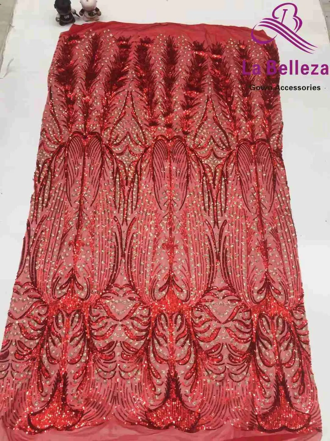 

New fashion sequins on tulle elastic embroidery multi color lace fabric 5 yard/lot