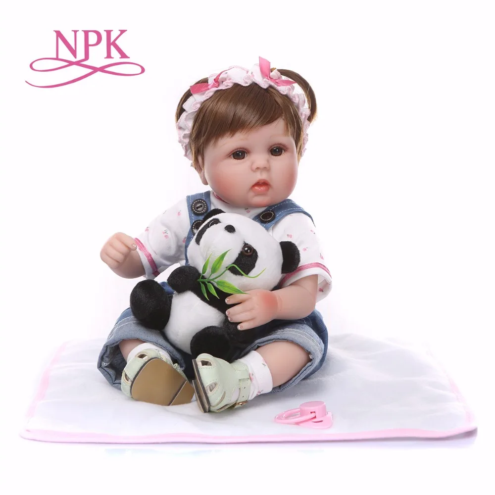 Bebes reborn real NPK кукла 18 &quot40 см мягкий силиконовый baby doll с пандой комплект одежды