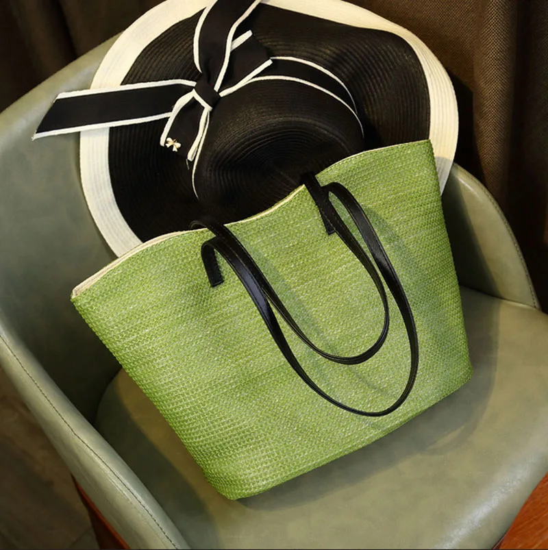 2017 Горячая Летняя Пляжная сумка для отдыха соломенный женский простой тоут