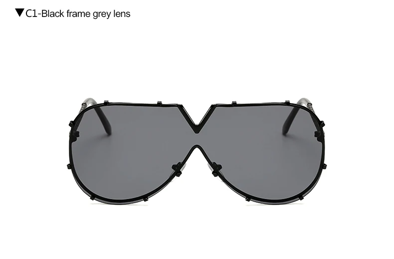 Black Grey DesolDelos Лидер продаж Новое поступление V большие солнцезащитные очки Для женщин Брендовая Дизайнерская обувь Для мужчин Роскошные зеркальные солнцезащитные очки без оправы - Цвет линз: Black Grey