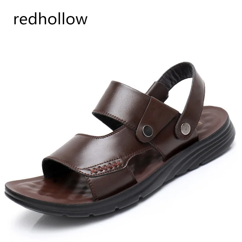 

New Fashion Summer Leisure Beach Men's Sandals Breathable Man Shoes Genuine Leather Sandals Soft