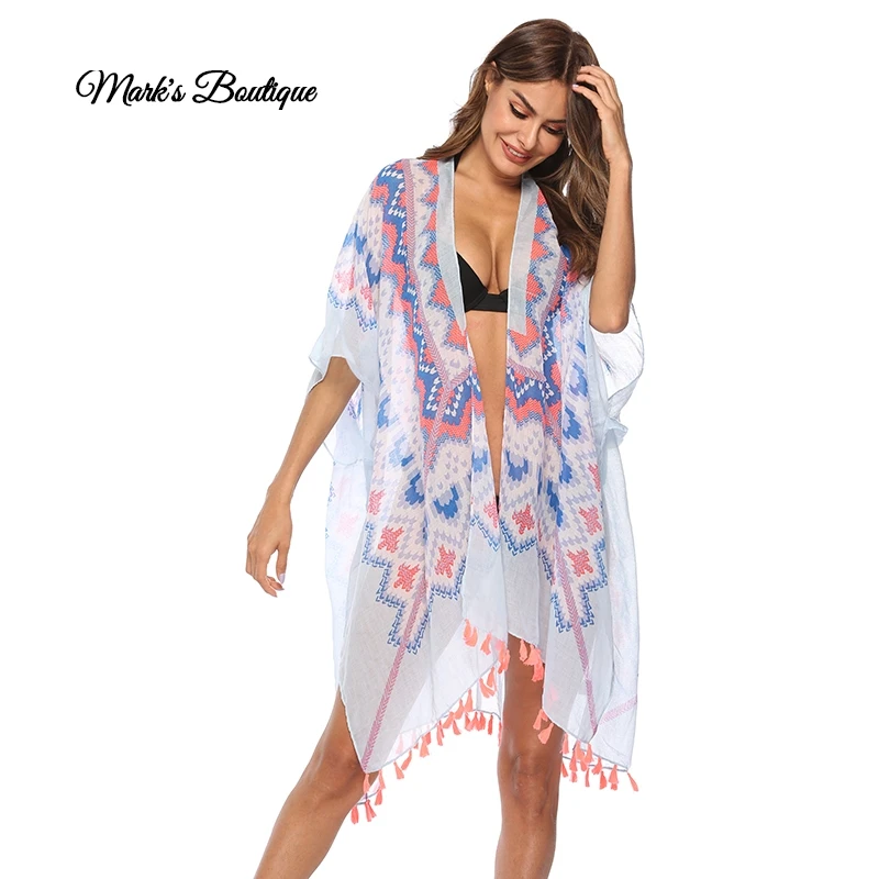 Бесплатная доставка новинка 2019 женское кимоно винтажное цветочное Пляжное