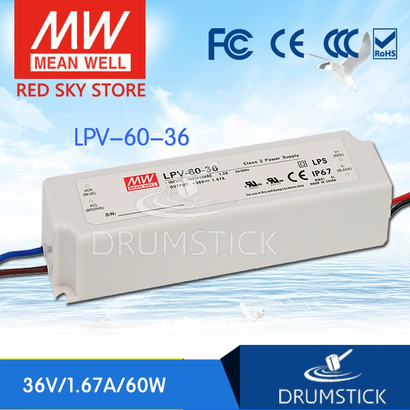 

(Only 11.11)MEAN WELL LPV-60-36 (5Pcs) 36V 1.67A meanwell LPV-60 36V 60W Single Output LED Switching Power Supply
