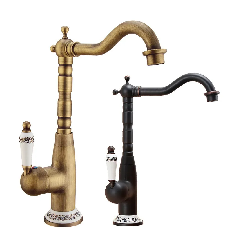 Античная медь смесители для ванной комнаты умывальника латунные масляные