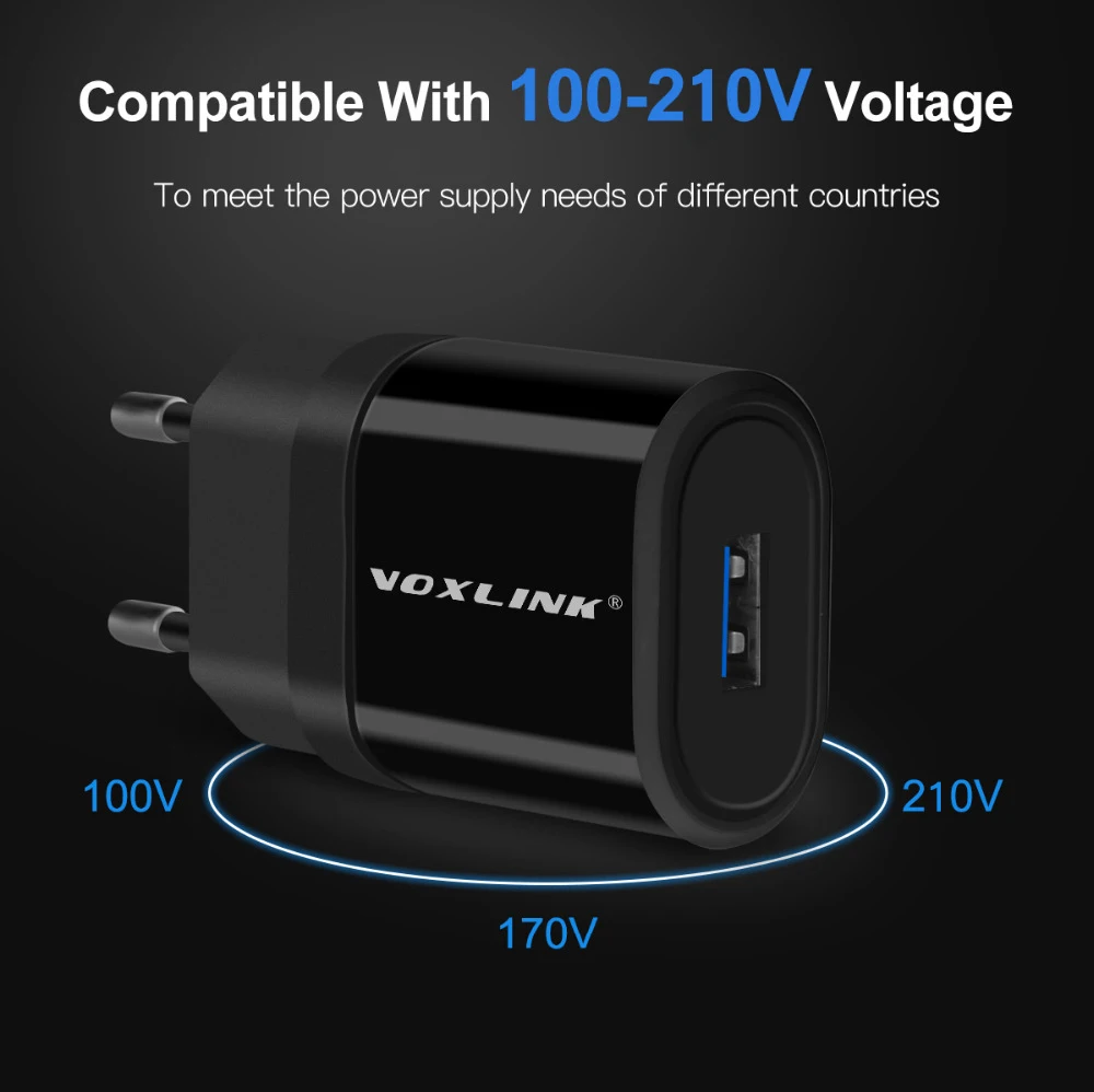 VOXLINK USB зарядное устройство адаптер 1 порт для iPhone 5V 2.1A USB настенное/дорожное зарядное устройство портативный мобильный телефон зарядное устройство адаптер для samsung