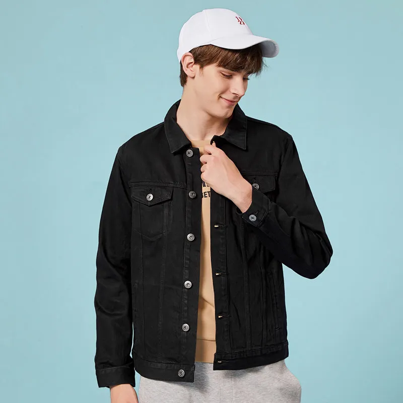 SEMIR джинсовая куртка для мужчин jaqueta masculino хлопковая одежда модные куртки Уличная Весенняя классическая мужская куртка - Цвет: demin black