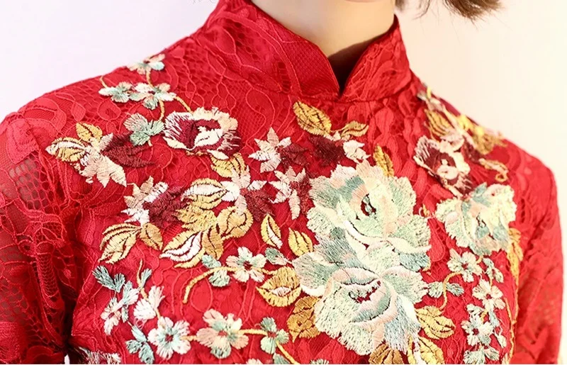 Красные пышные платья Cheongsam для выпускного вечера, миди элегантные китайские платья, высокие коктейльные платья, вечерние платья TS447