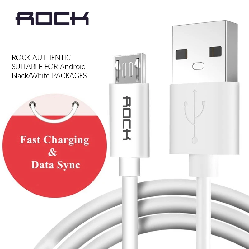 Круглый кабель Micro USB ROCK 1 м 2 для Xiaomi Redmi Note 4 А быстрая зарядка зарядки и передачи