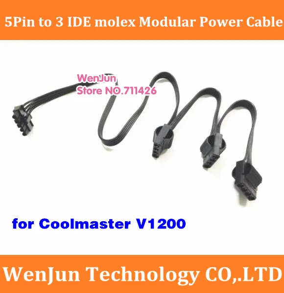 Горячая Распродажа 5pin Male 1 to 3 IDE molex 4pin модульный powr кабель питания для блока питания Coolmaster V1200