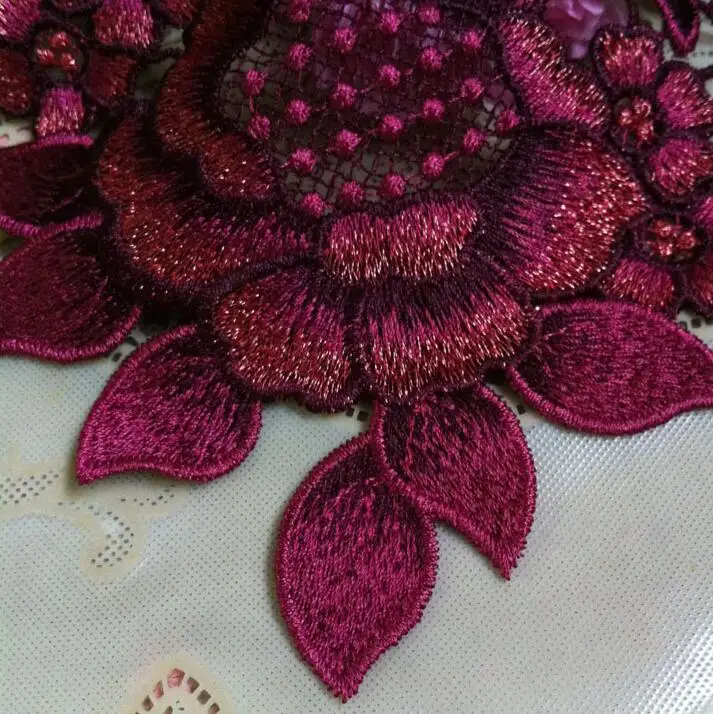 Кружевной воротник с цветочной аппликацией 1 шт. в китайском стиле бордовое