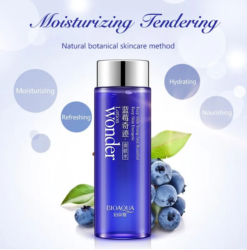 2018 Bioaqua черника miracle glow wonder Тоник для лица макияж вода Гладкий лосьон масло