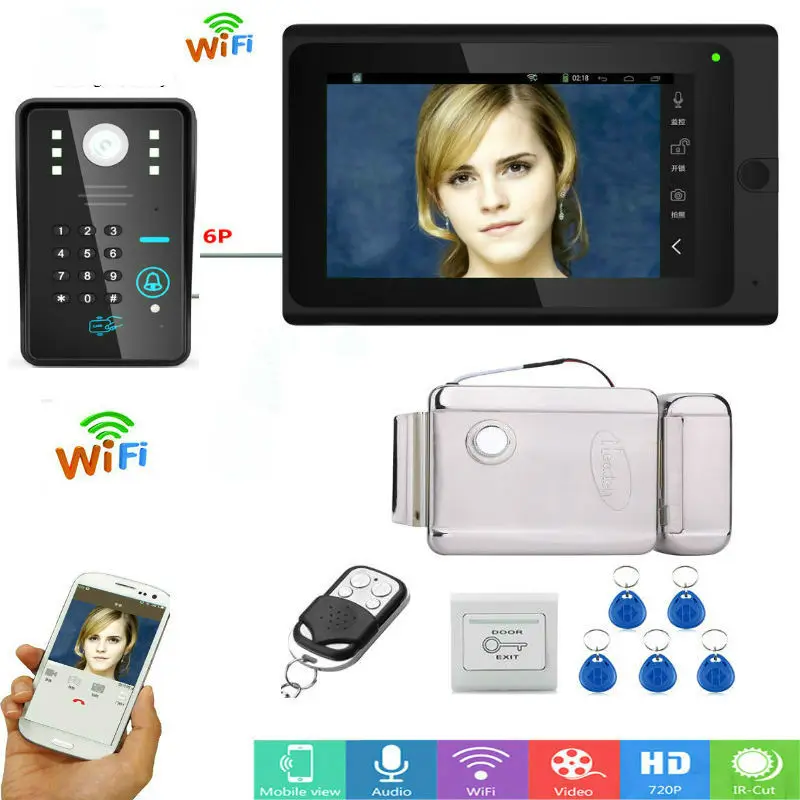 SmartYIBA 7 дюймов проводной/беспроводной wifi домашний видео телефон двери монитор