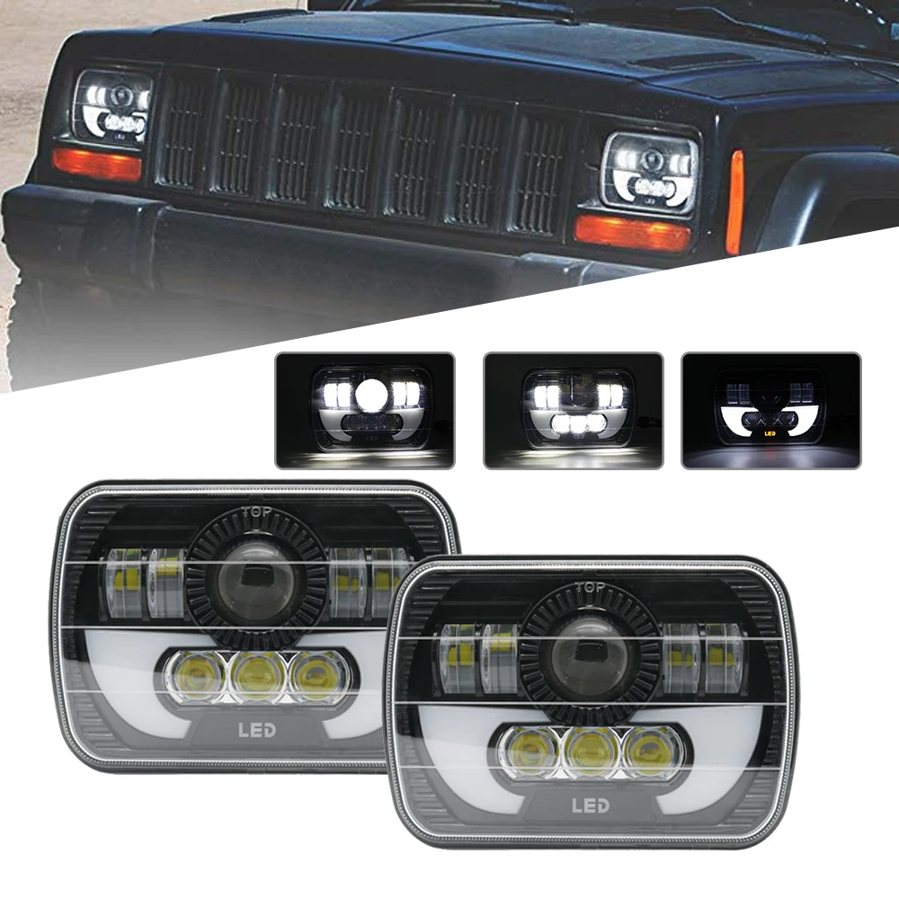 5x" 6x7 дюймов дальнего света с Hi/Lo луч DRL для Jeep Wrangler YJ Cherokee XJ Comanche MJ квадратный грузовик светодиодный фара