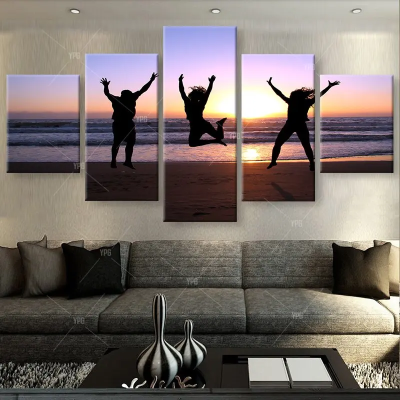 5 Шт. Закат Пейзаж Друзей Приморских Счастлив Перейти Современный Дом Декор стены