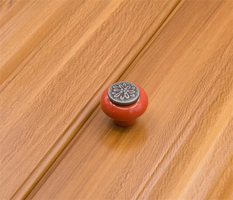 Цветные керамические круглые ручки для шкафа в виде цветов и тыквы 32 мм дверей