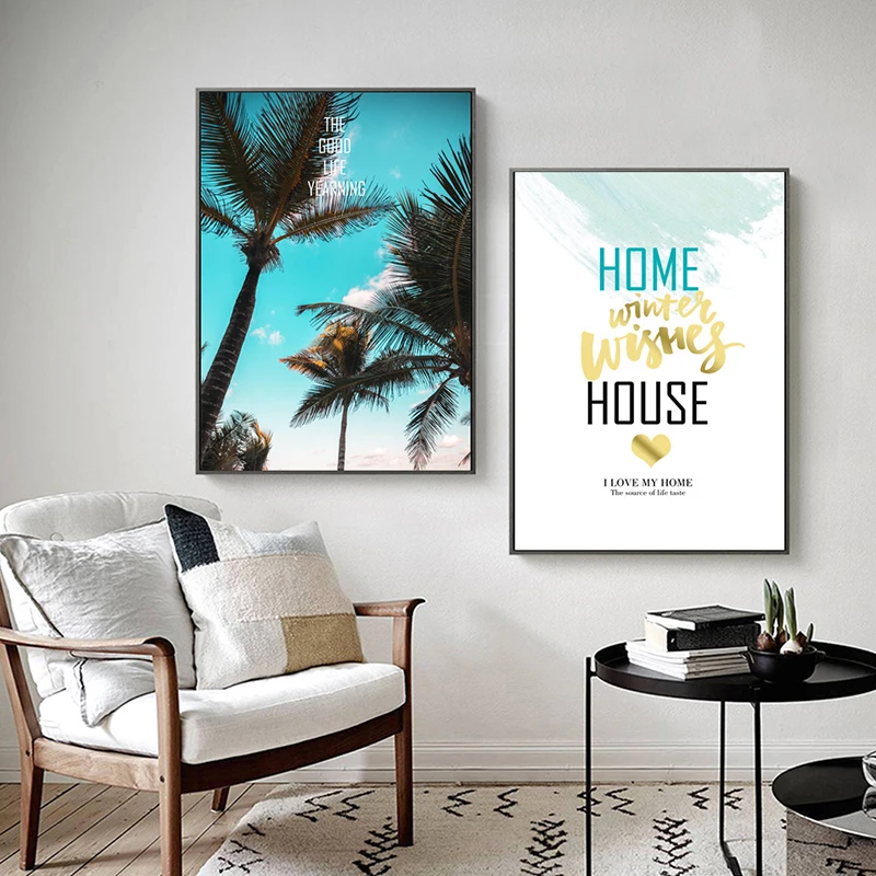 Холст с изображением Тропического Дерева Пляжный Пейзаж плакат и принты