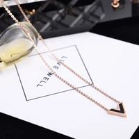 yun ruo top brand rose gold colors black white shell v shape necklace for woman girl fashion gift 316 l stainless steel jewelry