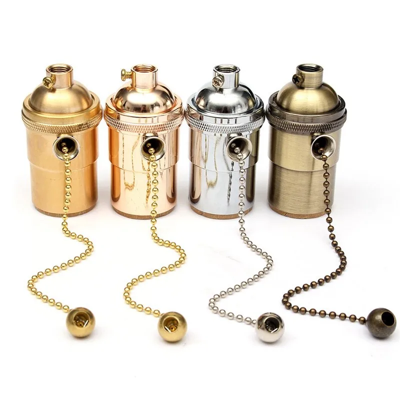 

Top Quality E27 E26 Solid Brass Ceiling Light Socket Holder Pull Chain Vintage Lamp Holder Pendants