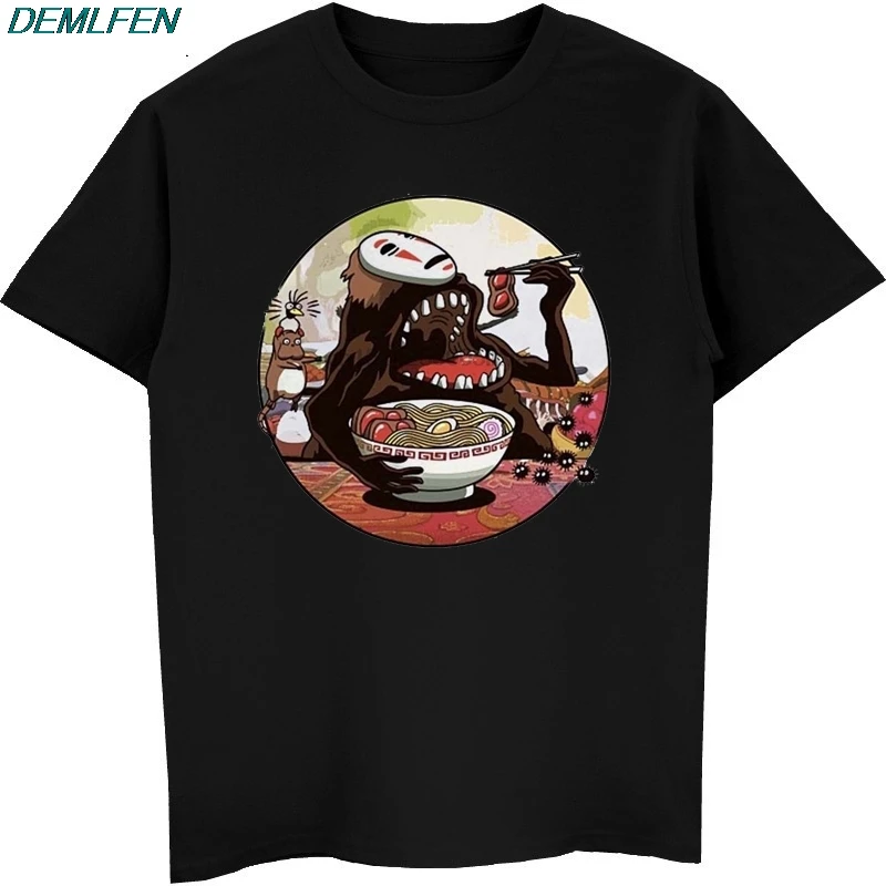 Без лица есть Ramen Studio Ghibli футболка летние мужские футболки с коротким рукавом из