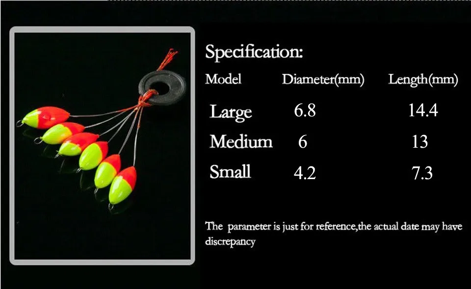 60 шт.(10 упаковок) овальный поплавок Seven-satr Float Mixedcolor 6 в 1 Space Bean Carp Fishing accessories Pesca Fishing Buoy X348