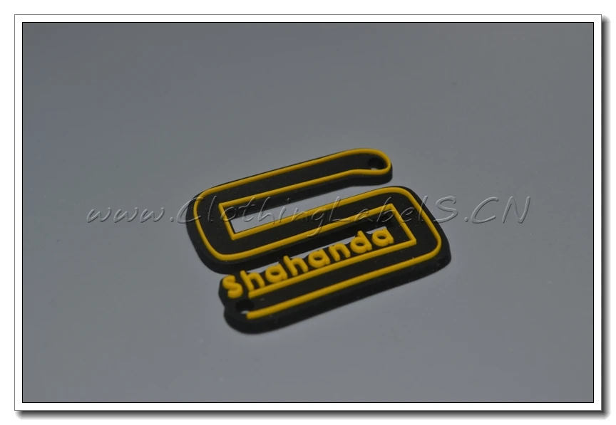 custom PVC label red background with white embossed logo groove line for sew in fabric. | Дом и сад