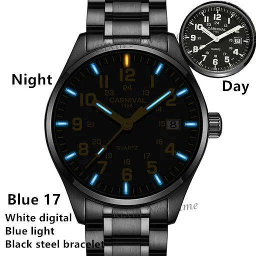 Blue 17 full black Водонепроницаемый дайвинг спорта 200м военных трития световой швейцарский ронда мужчин кварцевые часы полный стали люксовый бренд моды для мужчин часы - Цвет: Blue 17 full black
