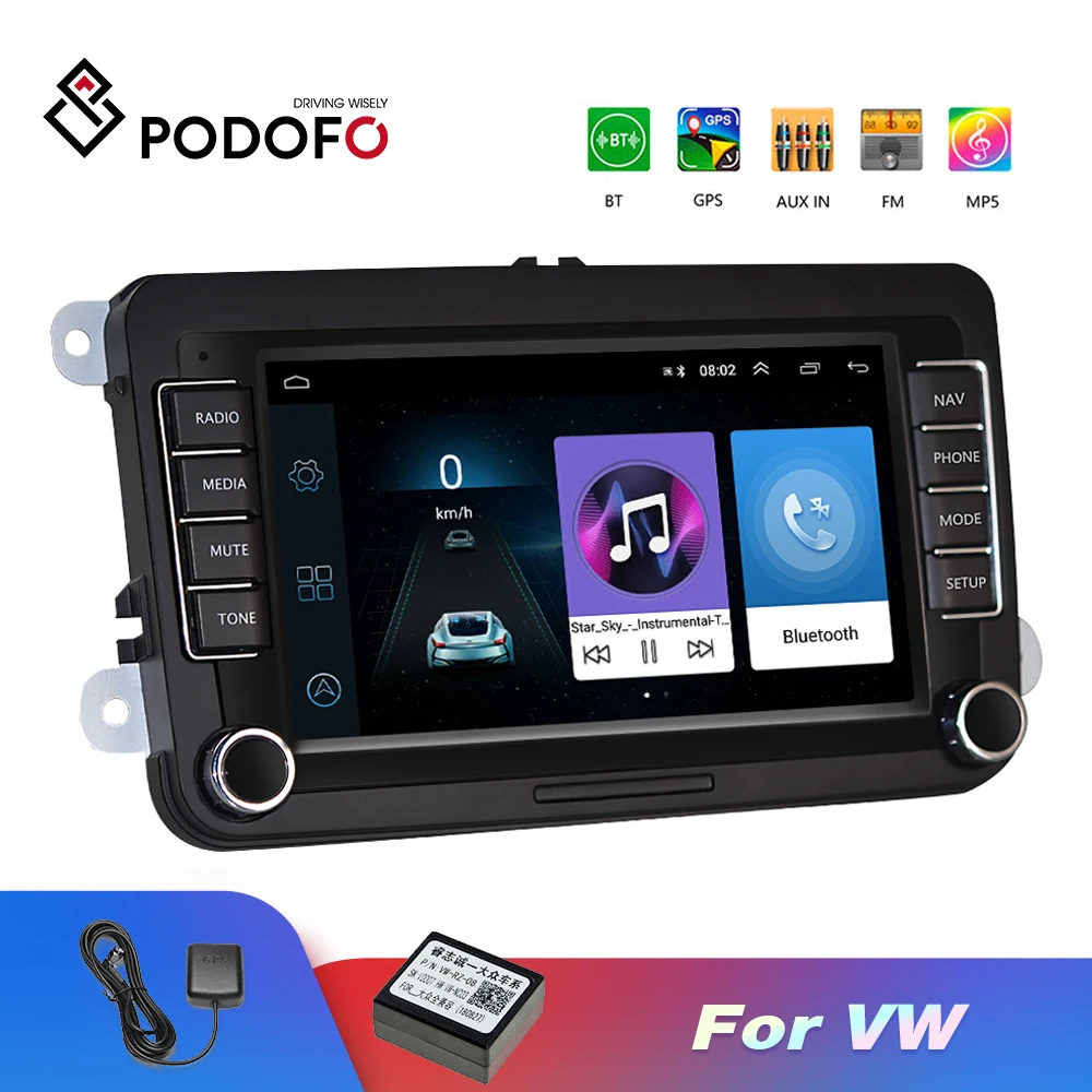 Podofo 7 &quotAndroid автомобильный мультимедийный плеер 2 Din автомобильное радио WIFI GPS