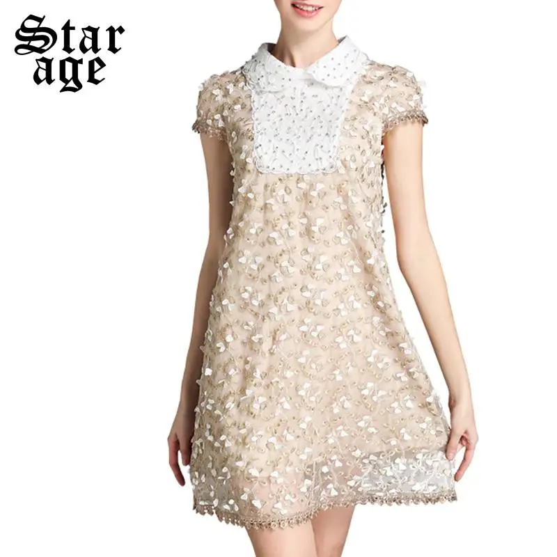 L ~ 5XL ретро дамы бриллиант жемчуг бисером вышивка платья 2016 роскошные цветочные