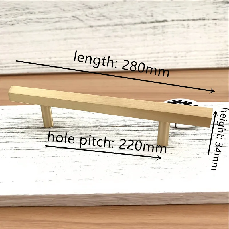 Hole Pitch 220mm LCH в скандинавском стиле Шестигранная твердая латунная ручка для шкафа дверные ручки для мебели простая жизнь латунная ручка крючок для одежды современная ручка - Цвет: Hole Pitch 220mm