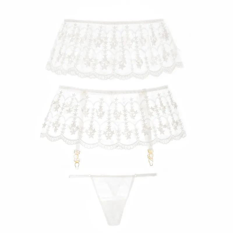 Женский Комплект подвязок белый кружевной топ и юбка подвязка с цветочной