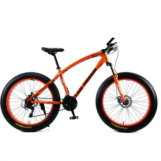 Love Freedom Bысокое качество Горный велосипед 26*4.0 Fatbike 7/21/24/27 Скорость амортизатор велосипеды жирные шины Снегоход Двойные дисковые тормоза велосипеда - Цвет: 3167 Orange