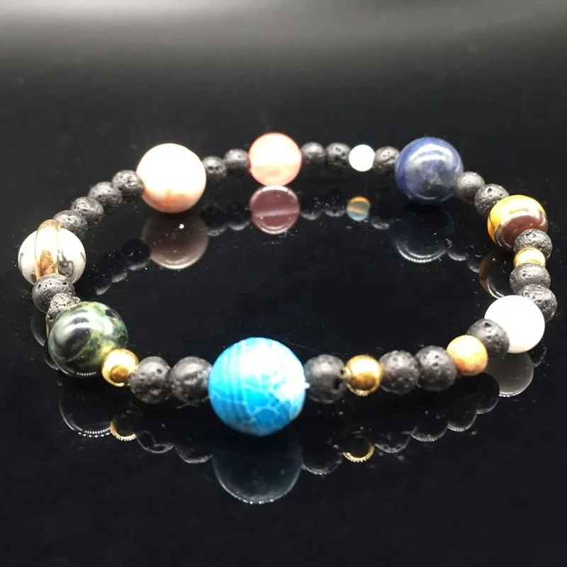 Лидер продаж эластичный браслет из натурального камня для солнечной системы