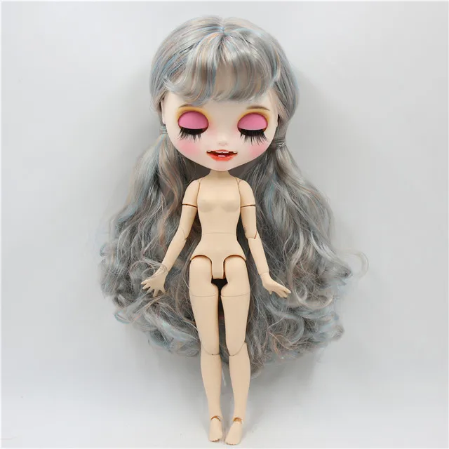 naked doll 1/6 bjd фабрика blyth кукла синий микс золотые волосы, новое матовое лицо с зубами, белая кожа суставное тело 30 см BL6227/ - Цвет: naked doll