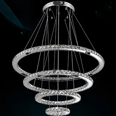 Светодиодный хрустальный подвесной светильник круглый Droplight 4 кольца Подвесная