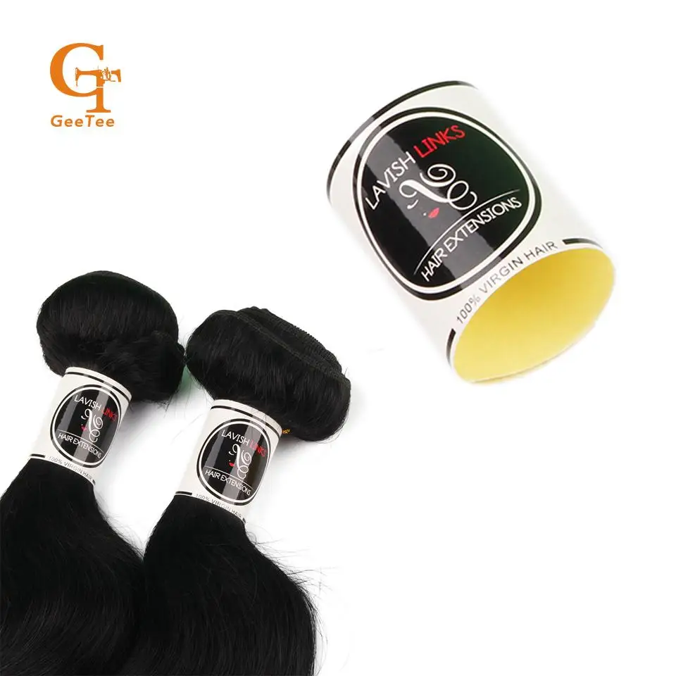 Пользовательский логотип натуральные человеческие волосы пучки упаковка