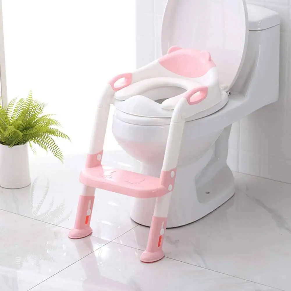 A1 (with cushion) Детское сиденье для горшка, детское тренировочное безопасное сиденье для унитаза с регулируемой лестницей, легко мыть унитаз, Обучающие сиденья для маленьких детей - Цвет: A1 (with cushion)