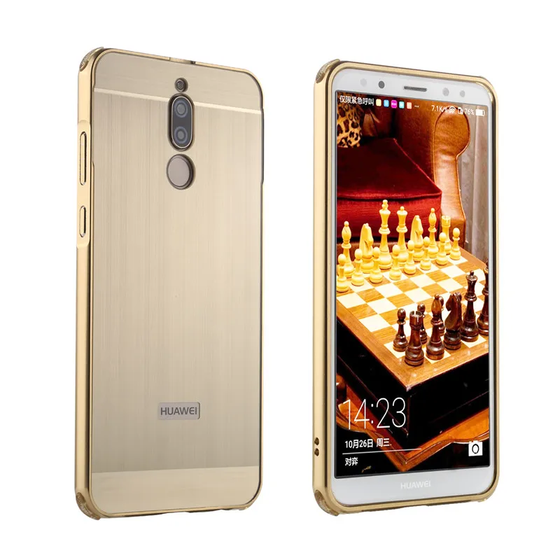 Золотой Huawei Коврики 10 Lite RNE-L21 покрытие корпуса металлический каркас с кисть задняя крышка Жесткий чехол для huawei Коврики 10 Lite RNE-L01 РНЕ L21 - Цвет: Золотой