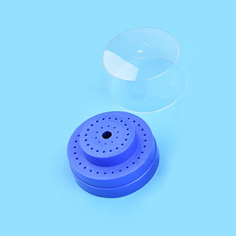 60 Holes Slots Round Plastic Bur Holder Burs Block Case Box Diamond Grinding Head Blue Dental Lab Instrument | Красота и здоровье