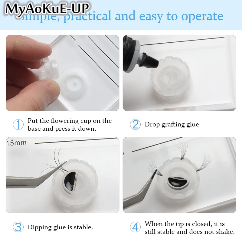 New Acrylic 2 in 1 Eyelashes Stand Blossom cup Pad Glue Pallet Lashes Holder with Tick Mark Extension Essential Tools | Красота и