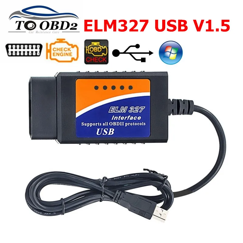 Считыватель кодов ELM327 USB соединители 1 5 ELM 327 в OBDII Автомобильный диагностический