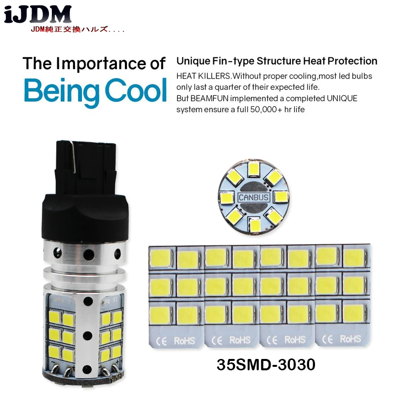 IJDM Автомобильный задний светильник 7440 светодиодный Canbus T20 W21W WY21W 7440 32SMD 3030 светодиодный для автомобиля Автомобильный тормозной задний фонарь DRL задняя парковочная лампа
