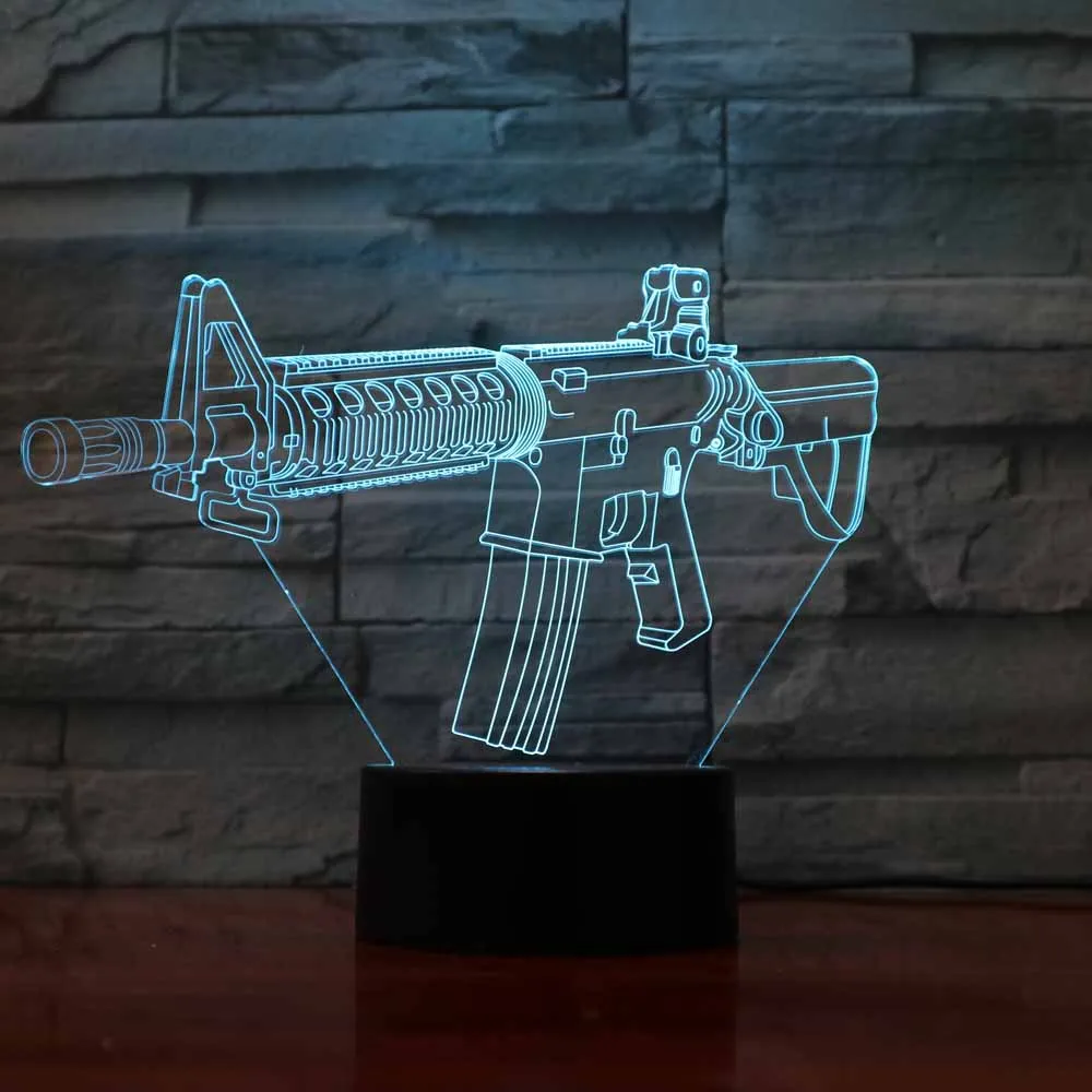 7 видов цветов Изменение акрилового пистолета модель 3D ночник LED настроение