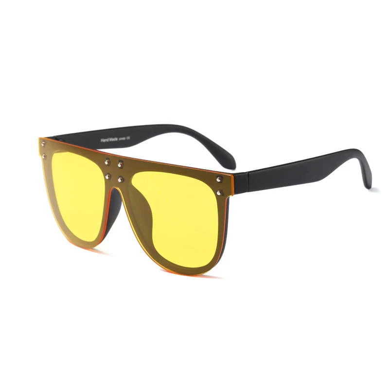 C6-MatteBlack-Yellow Королевские женские солнцезащитные очки для девушек, овальные Модные женские мужские оправы acetate с плоским верхом, брендовые дизайнерские солнцезащитные очки SS090 - Цвет линз: C6-MatteBlack-Yellow