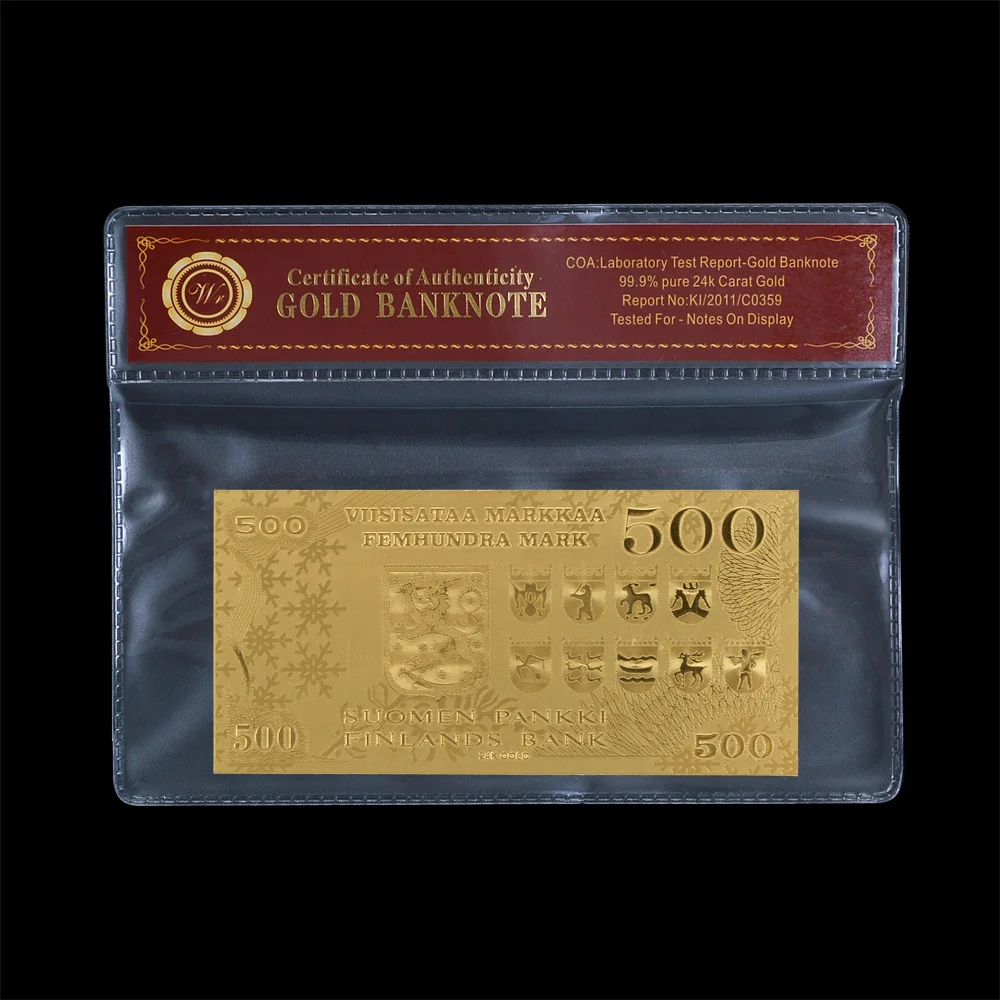WR Finland 500 Золотая банкнота позолоченная Банкнота с Coa хороший подарок для