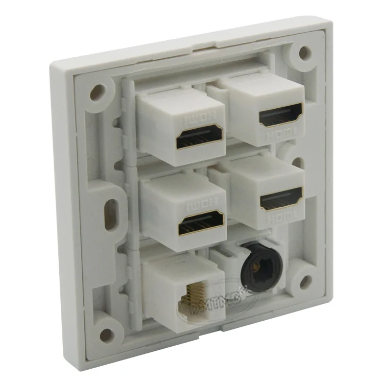 4 X HDMI RJ45 Toslink аудио волоконная настенная пластина с обратной стороной гнездового