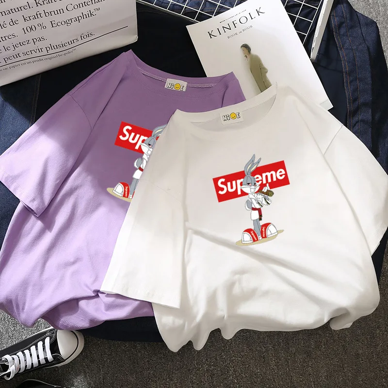 2019 новая хлопковая женская футболка в стиле Харадзюку с принтом Топы И Футболки