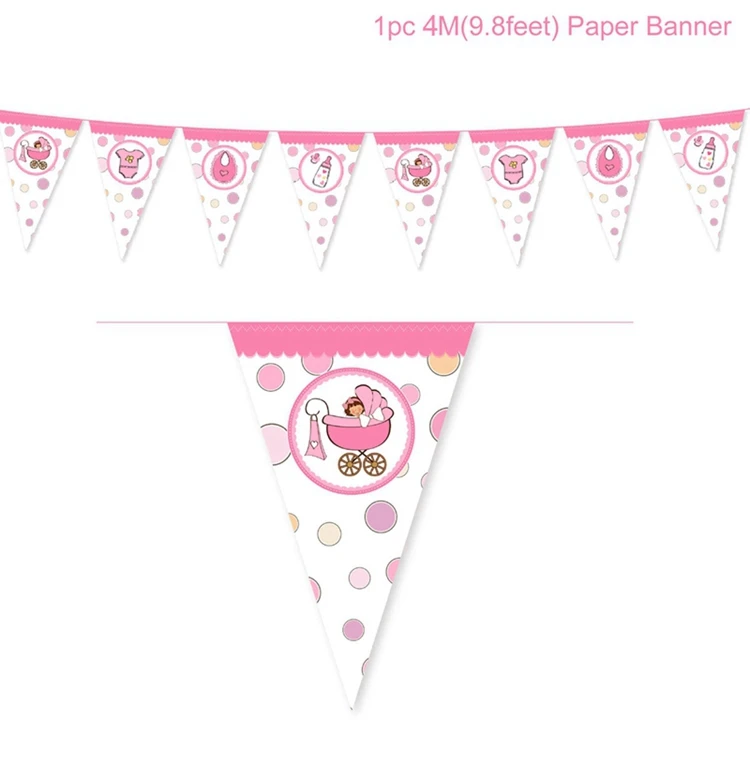 1pcs banner pink QIFU Oh для маленьких мальчиков вечерние украшения детский душ воздушные Шары Баннер для маленьких девочек подарки на крещение принадлежности - Цвет: 1pcs banner pink