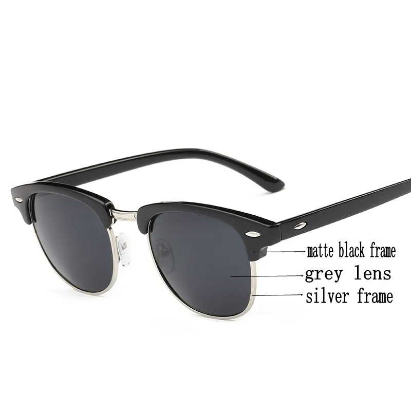 matte black Модные солнцезащитные очки для мужчин и женщин, классические брендовые дизайнерские полуметаллические женские зеркальные очки, мужские солнцезащитные очки UV400 Oculos De Sol - Цвет линз: matte black