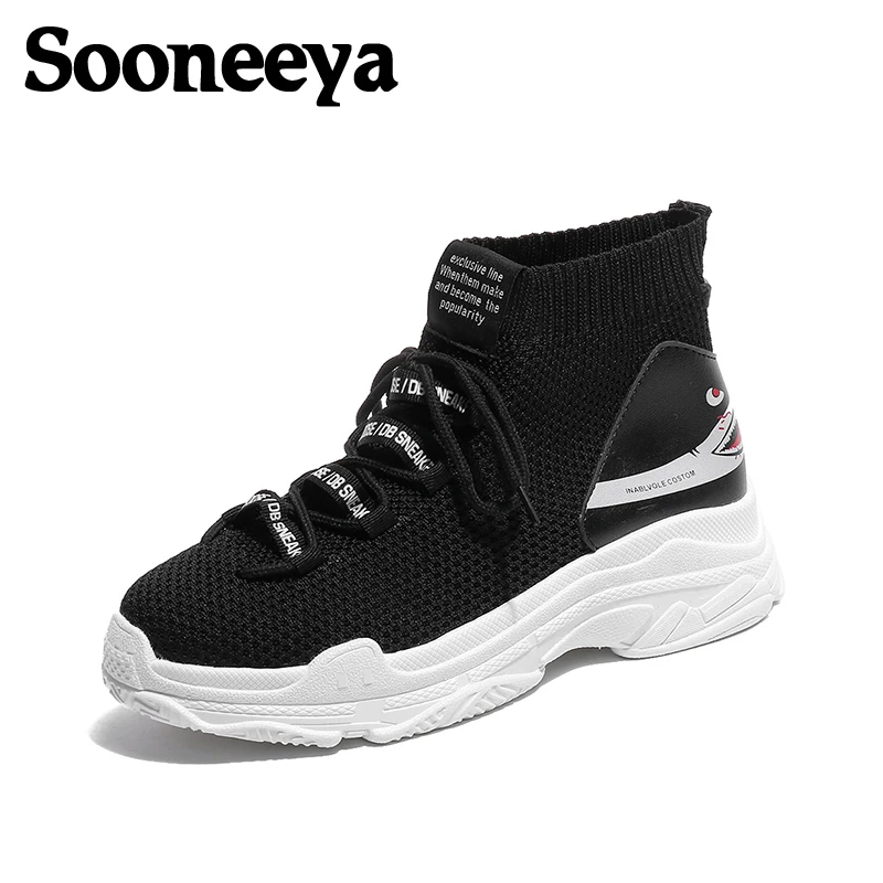 Женские кроссовки носки Sooneeya модная обувь на платформе женские тотемы с акулами