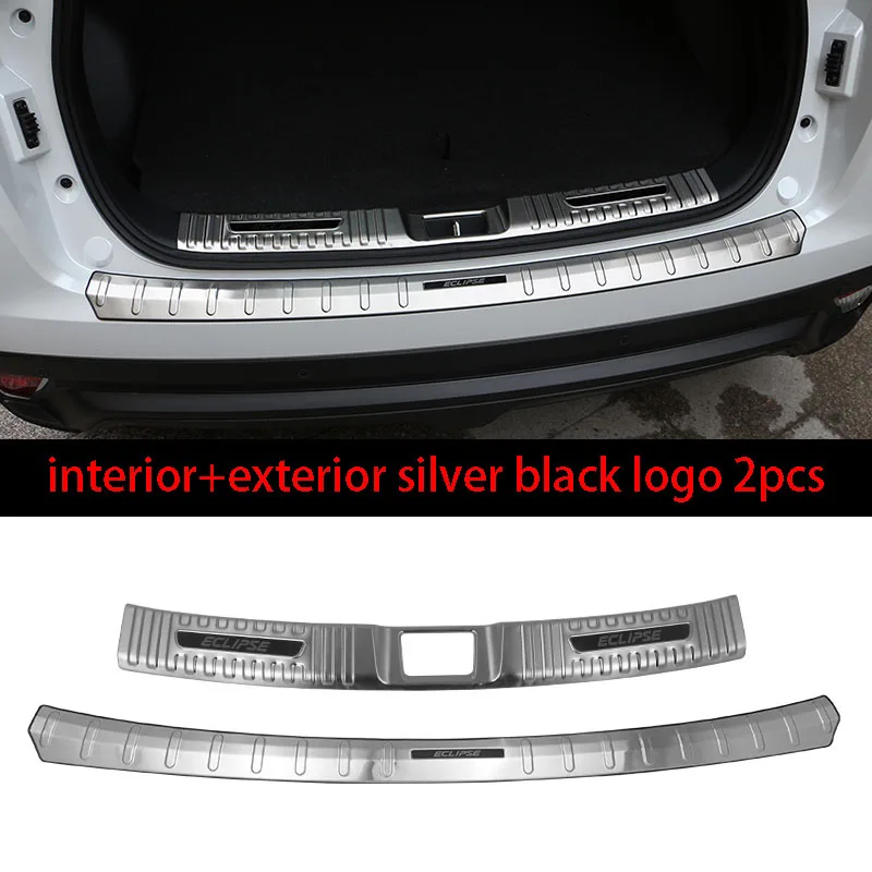 black logo 2pcs Порог, новинка, педаль, задняя защита багажника, яркая полоска, автомобильный Стайлинг, полоска для Mitsubishi ECLIPSE CROSS - Цвет: black logo 2pcs